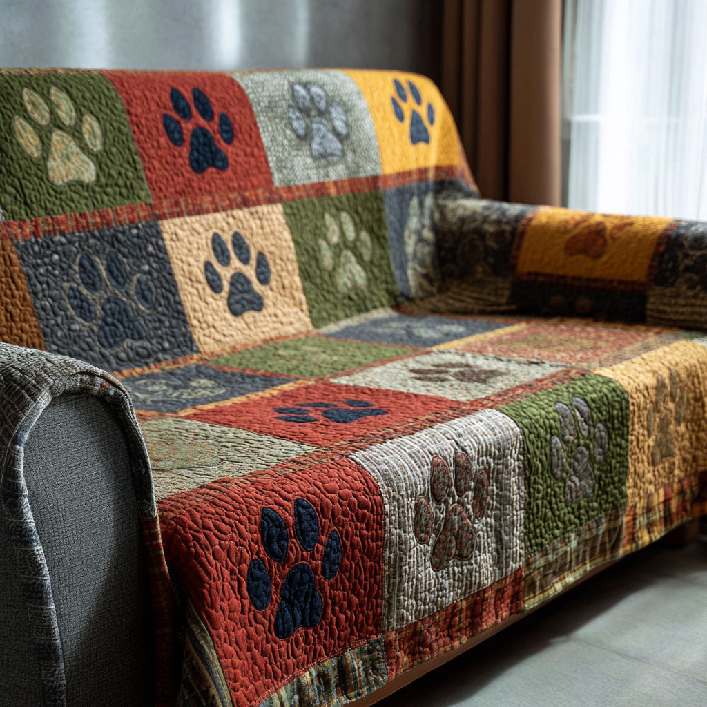 Lucrezia – Copridivano Trapuntato Patchwork con Zampe