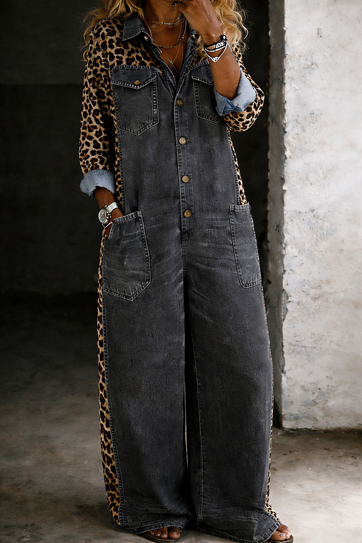 Salopette in denim Ludovica – colore Nero