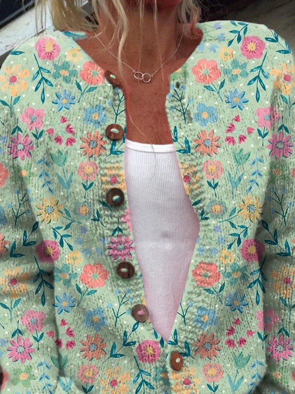 Luigia | Cardigan vintage a fiori pastello, foto 2