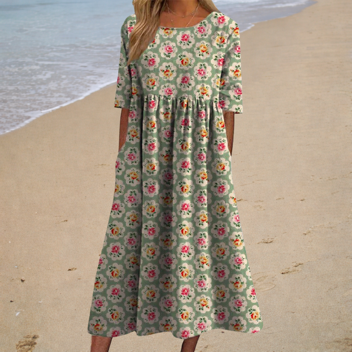 Abito lungo fluido, chic e confortevole Margherita – colore Verde