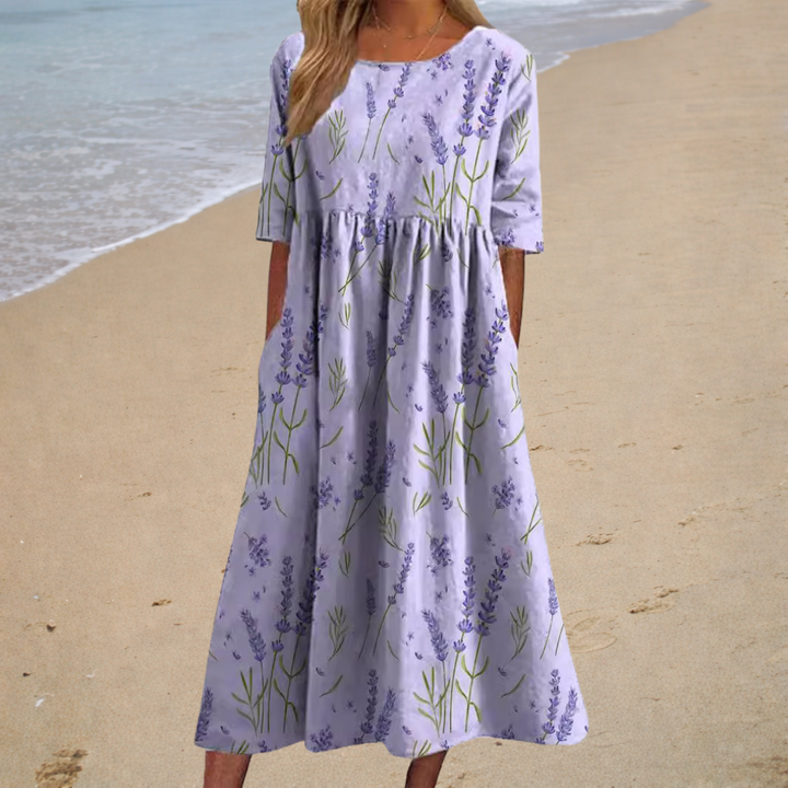 Abito lungo fluido, chic e confortevole Margherita – colore Viola