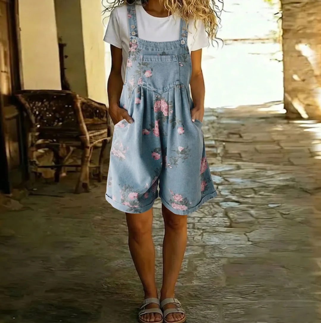 Salopette floreale in denim Margherita – foto 2