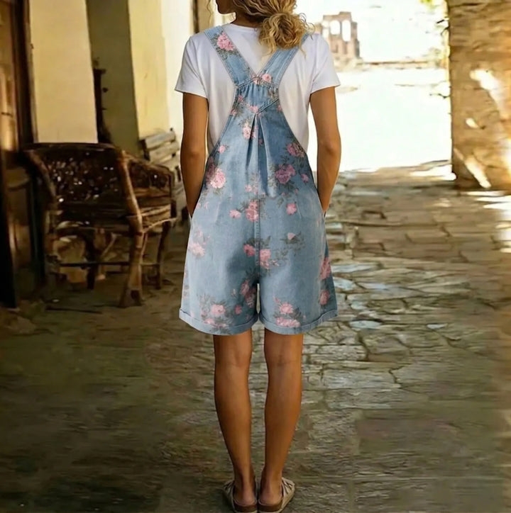 Salopette floreale in denim Margherita – foto 3