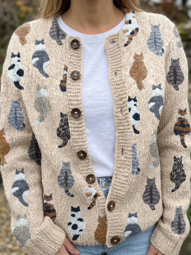 Marianna | Cardigan accogliente con gatti