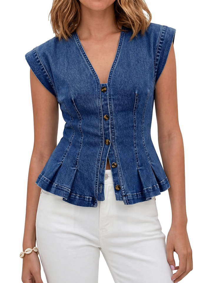 Top in denim con scollo a V Matilde – foto 3