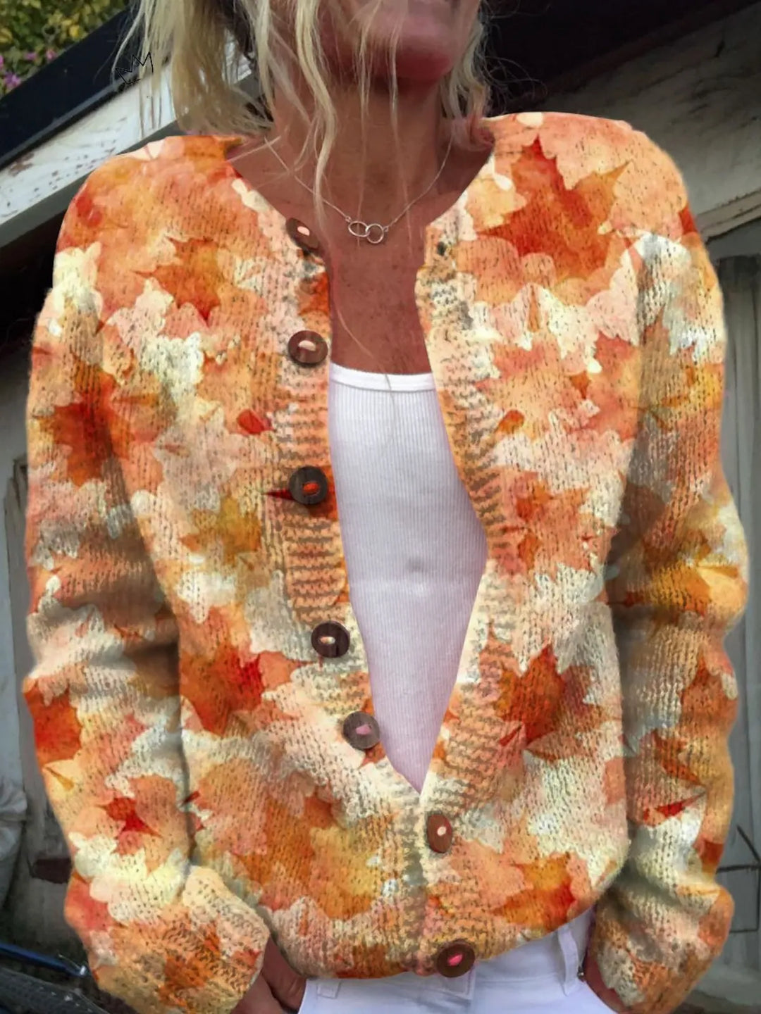 Nerina | Cardigan vintage con foglie d'acero