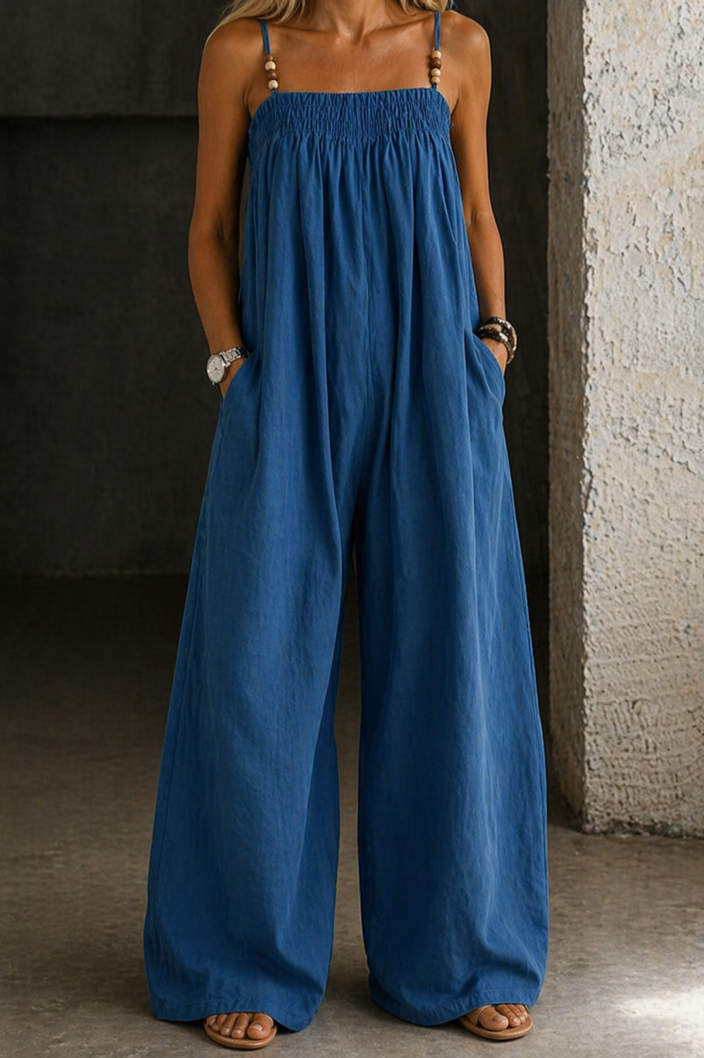 Salopette in jeans a gamba larga Nicole – colore Blu