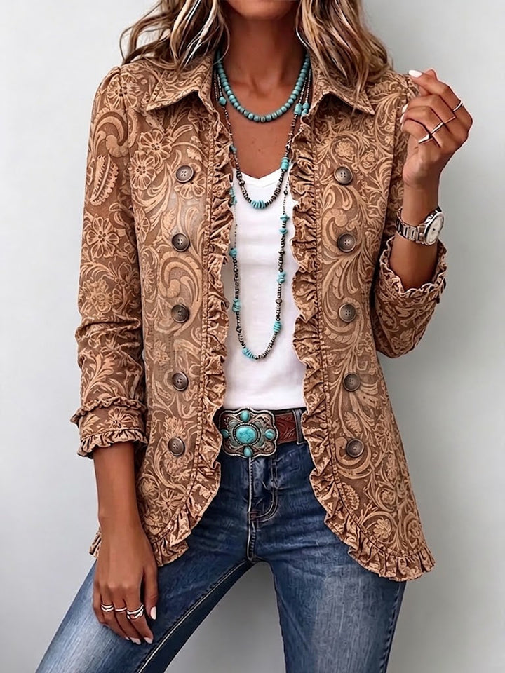 Nives | Giacca a fiori vintage boho con volant