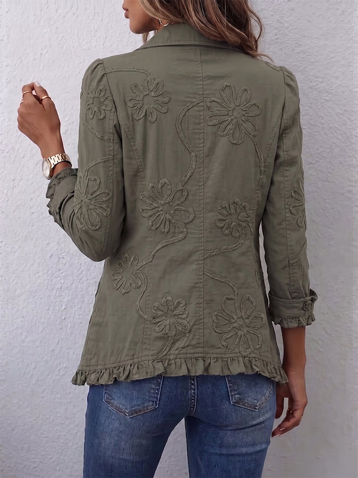 Evelina | Giacca boho con ricami floreali e volant