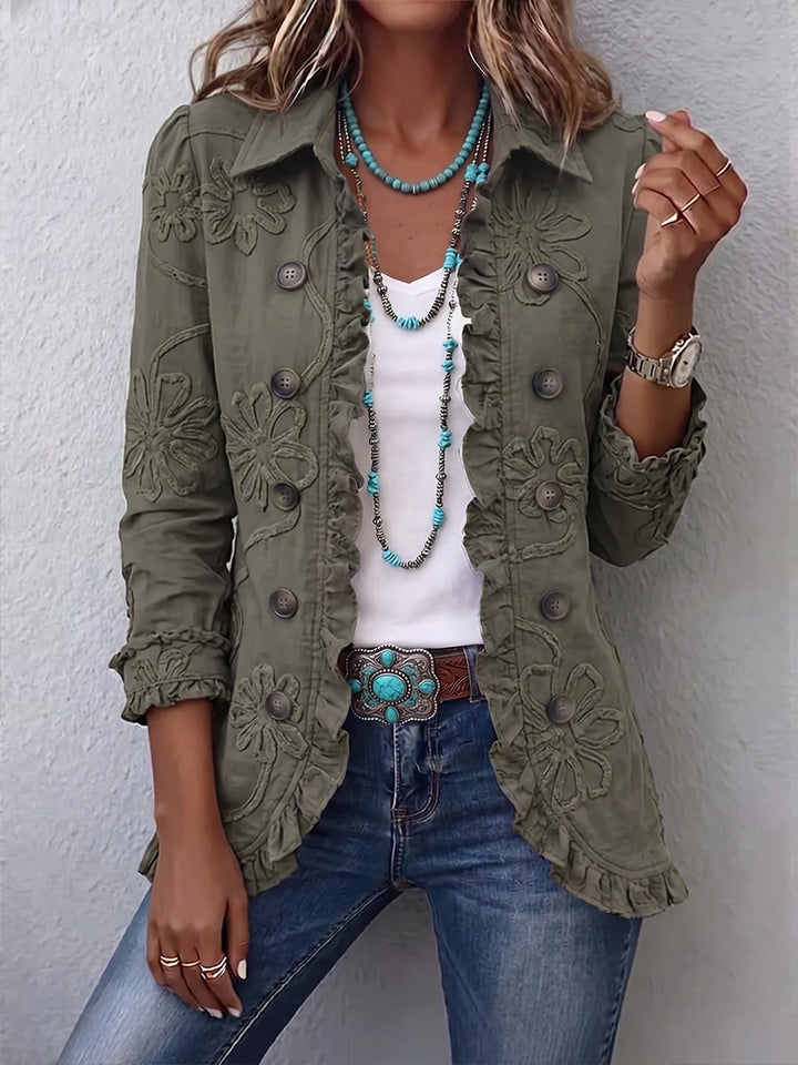 Evelina | Giacca boho con ricami floreali e volant