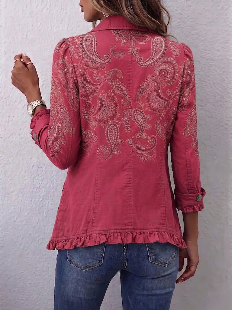 Vincenza | Giacca paisley vintage con revers e volant