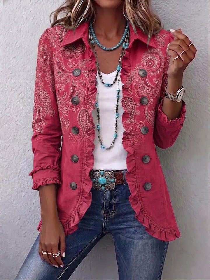 Vincenza | Giacca paisley vintage con revers e volant