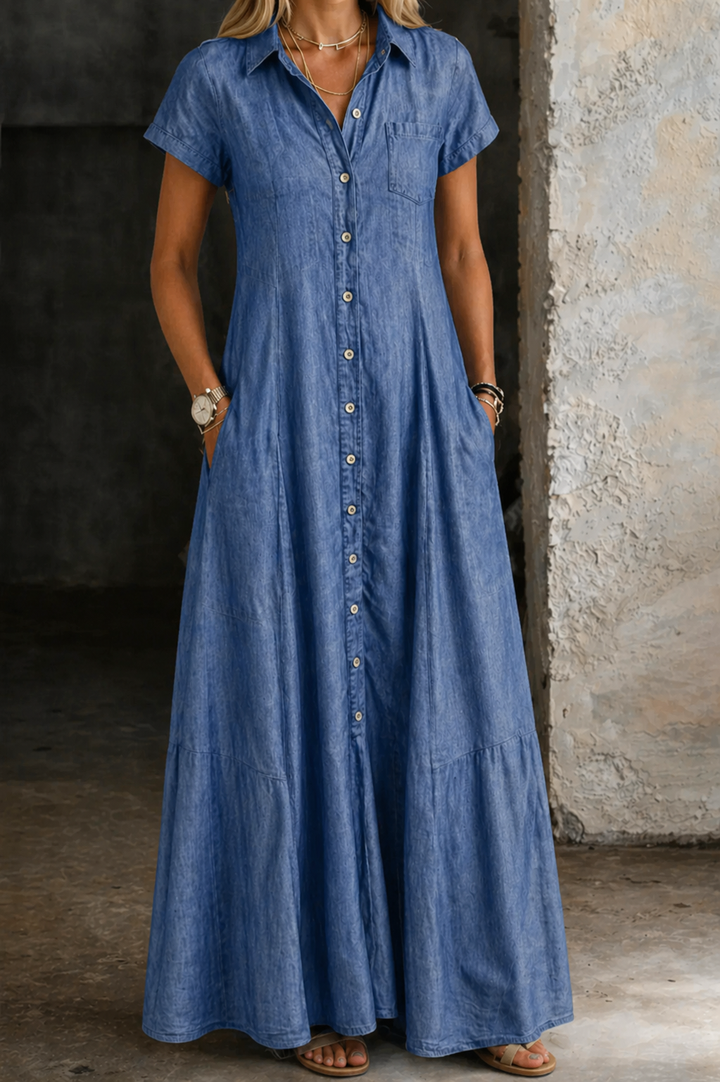 Abito lungo in jeans Paola – colore Azzurro