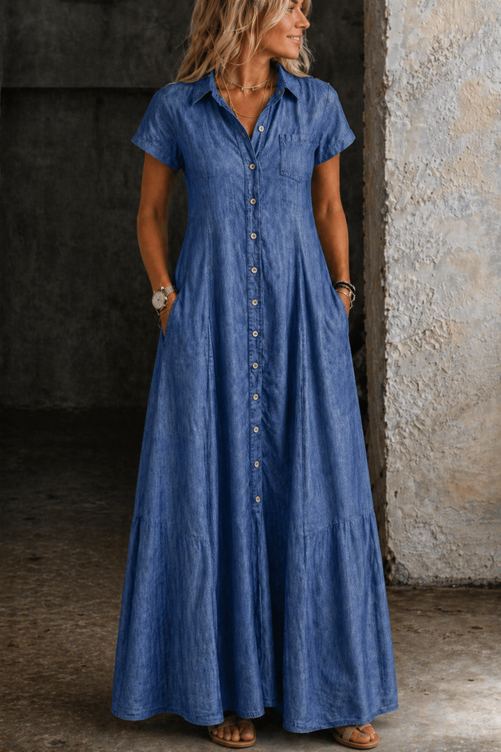 Abito lungo in jeans Paola – colore Blu scuro