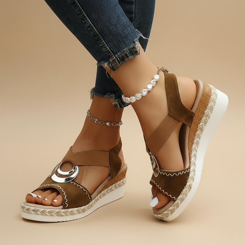 Sandali eleganti con plateau Paola – colore Marrone