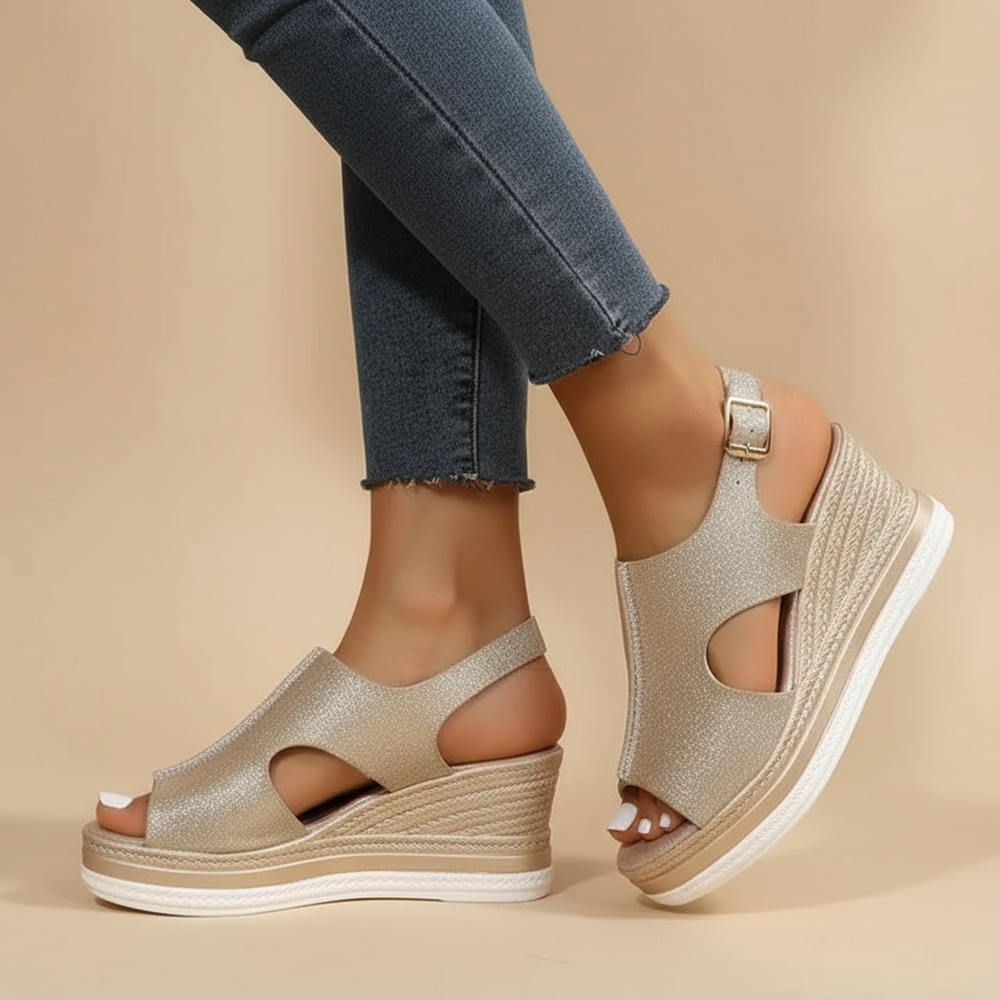 Sandali con zeppa rilassati Raffaella – colore Oro